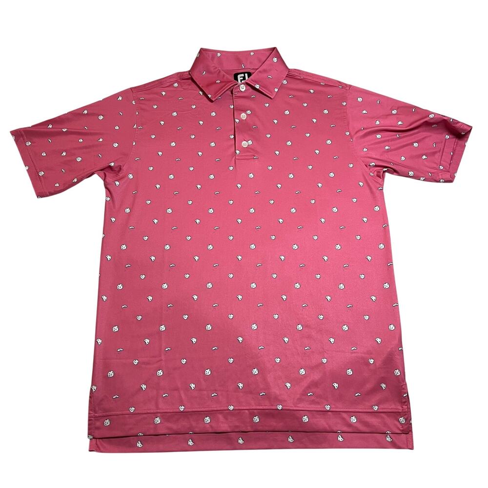 FootJoy Cookie Print Lisle Short Sleeve Self Collar Polo Size S Golf Athleisure